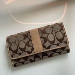 Coach Slim Signature Credit Card Checkbook Wallet